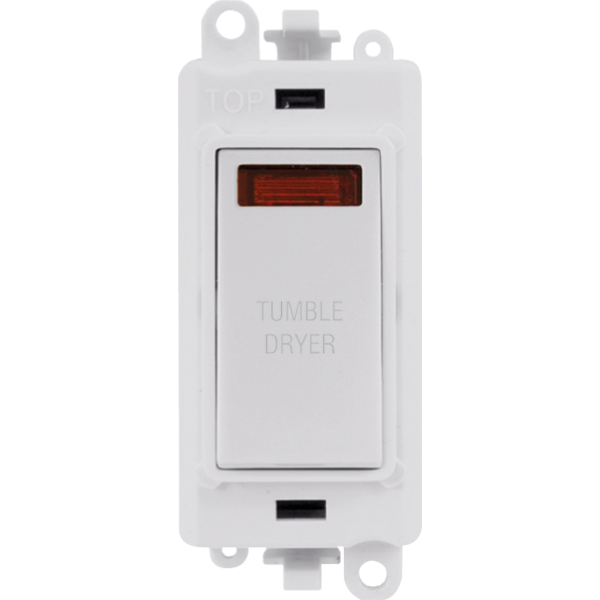 Click GridPro 20AX Double Pole Switch With Neon Module - Polar White - Tumble Dryer – GM2018NPW-TD
