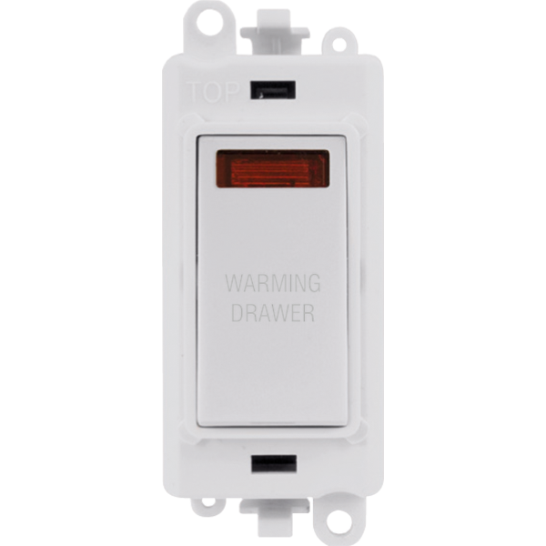 Click GridPro 20AX Double Pole Switch With Neon Module - Polar White - Warming Drawer – GM2018NPW-WDR