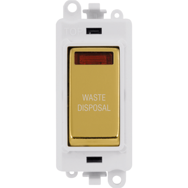 Click GridPro 20AX Double Pole Switch With Neon Module - Polar White - Polished Brass - Waste Disposal – GM2018NPWBR-WD