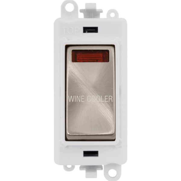 Click GridPro 20AX Double Pole Switch With Neon Module - Polar White - Brushed Stainless - Wine Cooler – GM2018NPWBS-WC