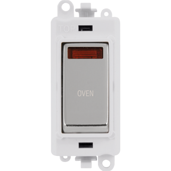 Click GridPro 20AX Double Pole Switch With Neon Module - Polar White - Polished Chrome - Oven – GM2018NPWCH-OV