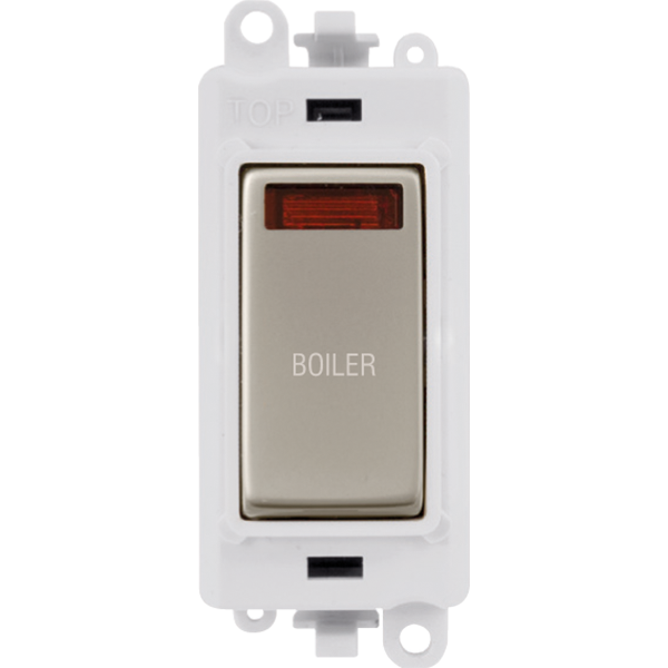 Click GridPro 20AX Double Pole Switch With Neon Module - Polar White - Pearl Nickel - Boiler – GM2018NPWPN-BL