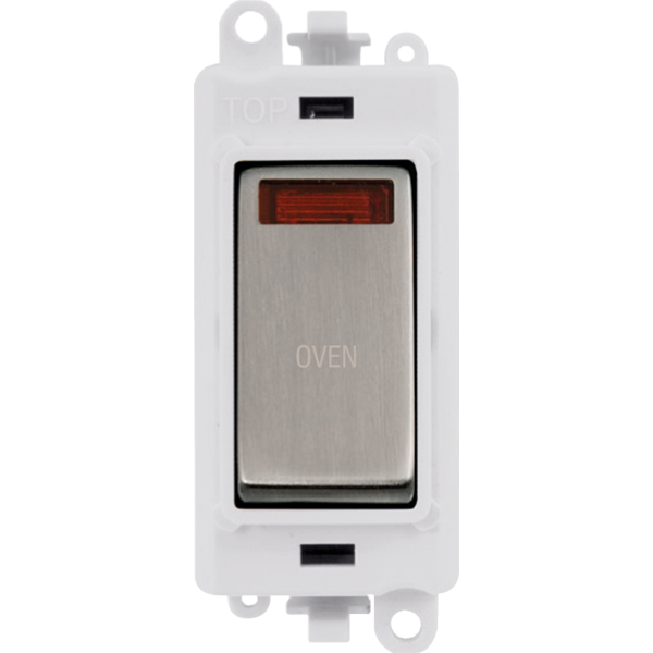 Click GridPro 20AX Double Pole Switch With Neon Module - Polar White - Stainless Steel - Oven – GM2018NPWSS-OV