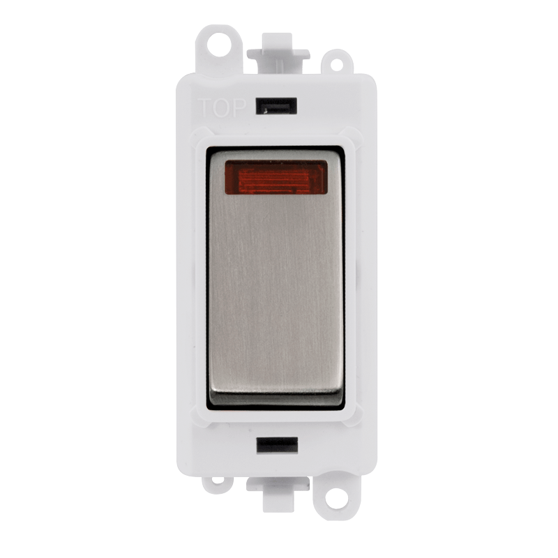 Click GridPro 20AX Double Pole Switch With Neon Module - Polar White - Stainless Steel – GM2018NPWSS