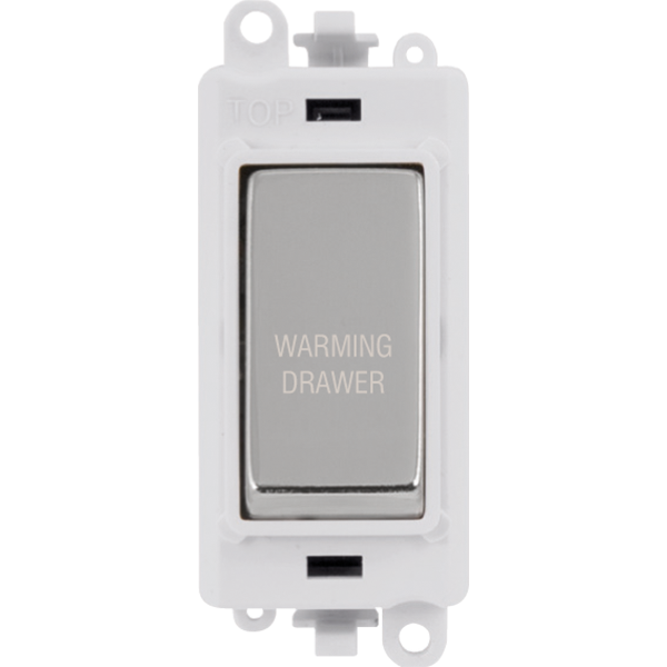 Click GridPro 20AX Double Pole Switch Module - Polar White - Polished Chrome - Warming Drawer – GM2018PWCH-WDR