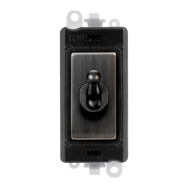 Click GridPro GRIDPRO 20AX 2 WAY TOGGLE SWITCH MODULE - BLACK INSERT - METAL MATT BRONZE SWITCH – GM209002BKBZ