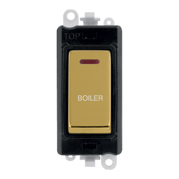Click GridPro 20AX Double Pole Switch With LED Module - Black - Polished Brass - Boiler – GM2218BKBR-BL