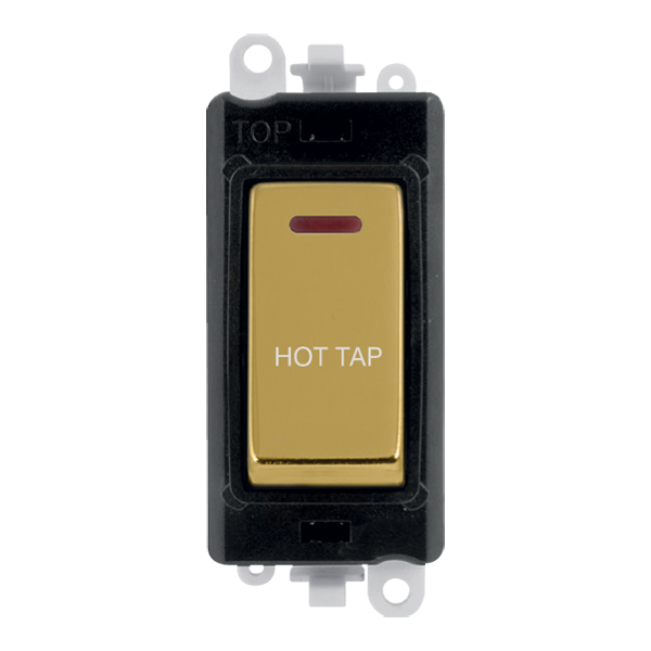 Click GridPro 20AX Double Pole Switch With LED Module - Black - Polished Brass - Hot Tap – GM2218BKBR-HT