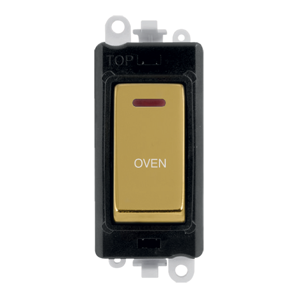 Click GridPro 20AX Double Pole Switch With LED Module - Black - Polished Brass - Oven – GM2218BKBR-OV