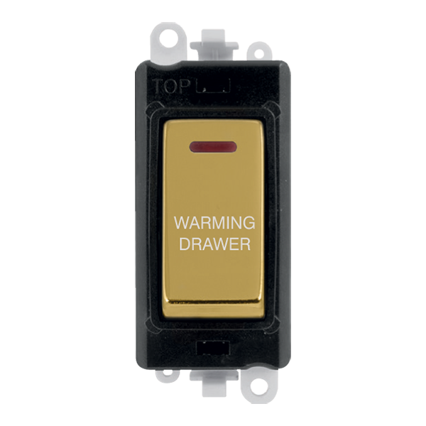 Click GridPro 20AX Double Pole Switch With LED Module - Black - Polished Brass - Warming Drawer – GM2218BKBR-WDR