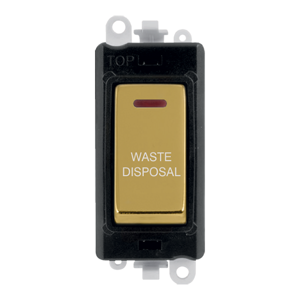 Click GridPro 20AX Double Pole Switch With LED Module - Black - Polished Brass - Waste Disposal – GM2218BKBR-WD