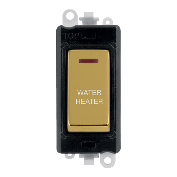 Click GridPro 20AX Double Pole Switch With LED Module - Black - Polished Brass - Water Heater – GM2218BKBR-WH