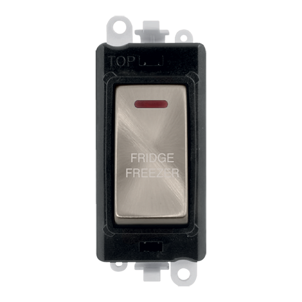 Click GridPro 20AX Double Pole Switch With LED Module - Black - Brushed Stainless - Fridge Freezer – GM2218BKBS-FF