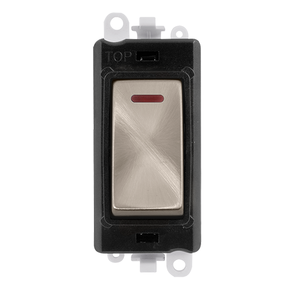 Click GridPro 20AX Double Pole Switch With LED Module - Black - Brushed Stainless – GM2218BKBS