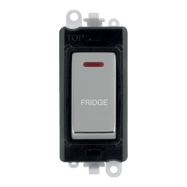Click GridPro 20AX Double Pole Switch With LED Module - Black - Polished Chrome - Fridge – GM2218BKCH-FD