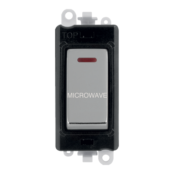 Click GridPro 20AX Double Pole Switch With LED Module - Black - Polished Chrome - Microwave – GM2218BKCH-MW