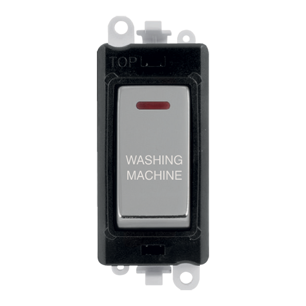 Click GridPro 20AX Double Pole Switch With LED Module - Black - Polished Chrome - Washing Machine – GM2218BKCH-WM