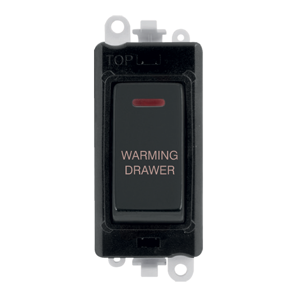 Click GridPro 20AX Double Pole Switch With LED Module - Black - Matt Black - Warming Drawer – GM2218BKMB-WDR