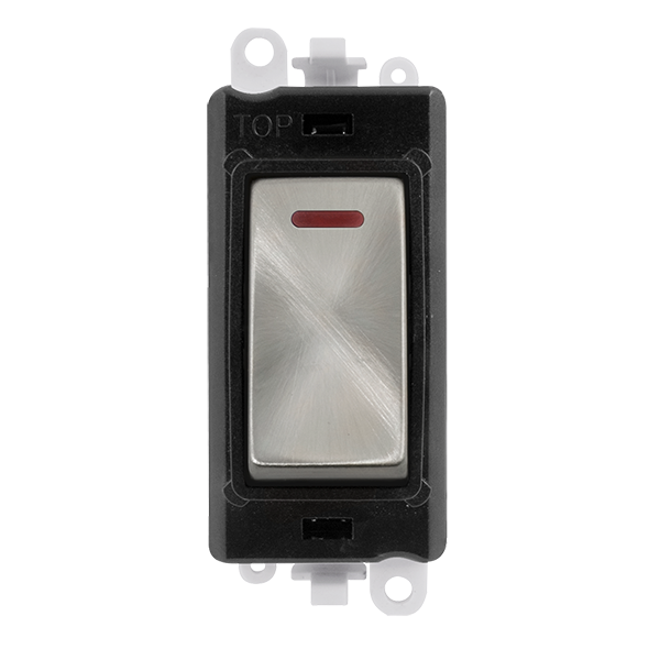 Click GridPro 20AX Double Pole Switch With LED Module - Black - Satin Chrome – GM2218BKSC