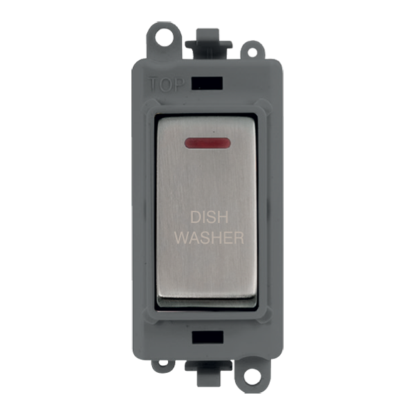 Click GridPro 20AX Double Pole Switch With LED Module - Grey - Stainless Steel - Dishwasher – GM2218GYSS-DW