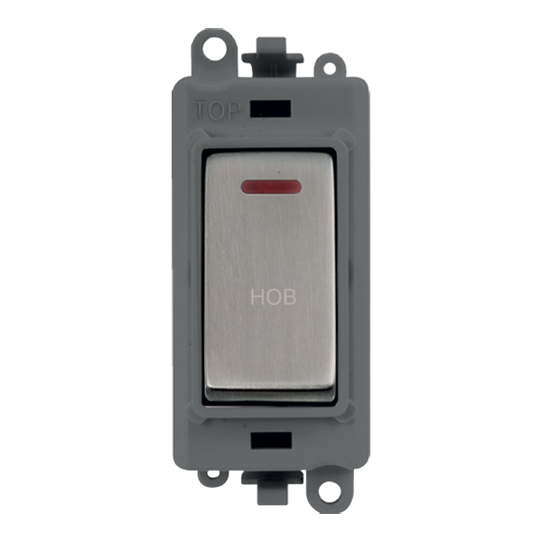 Click GridPro 20AX Double Pole Switch With LED Module - Grey - Stainless Steel - Hob – GM2218GYSS-HB