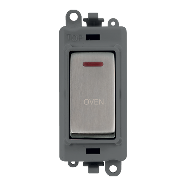 Click GridPro 20AX Double Pole Switch With LED Module - Grey - Stainless Steel - Oven – GM2218GYSS-OV
