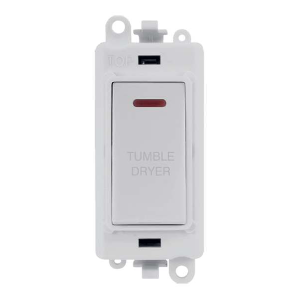 Click GridPro 20AX Double Pole Switch With LED Module - Polar White - Tumble Dryer – GM2218PW-TD