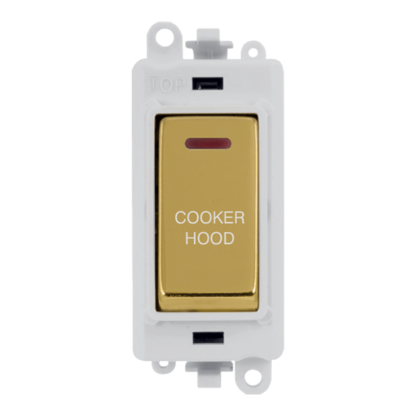 Click GridPro 20AX Double Pole Switch With LED Module - Polar White - Polished Brass - Cooker Hood – GM2218PWBR-CH