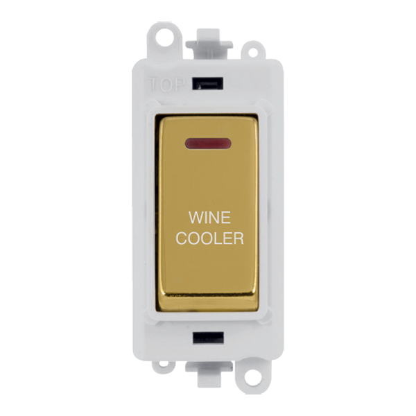 Click GridPro 20AX Double Pole Switch With LED Module - Polar White - Polished Brass - Wine Cooler – GM2218PWBR-WC