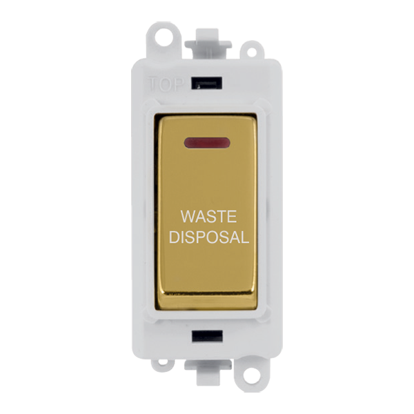 Click GridPro 20AX Double Pole Switch With LED Module - Polar White - Polished Brass - Waste Disposal – GM2218PWBR-WD