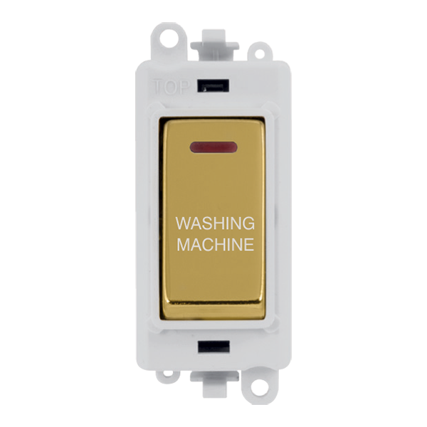 Click GridPro 20AX Double Pole Switch With LED Module - Polar White - Polished Brass - Washing Machine – GM2218PWBR-WM