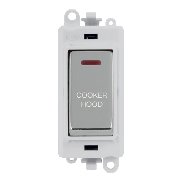 Click GridPro 20AX Double Pole Switch With LED Module - Polar White - Polished Chrome - Cooker Hood – GM2218PWCH-CH