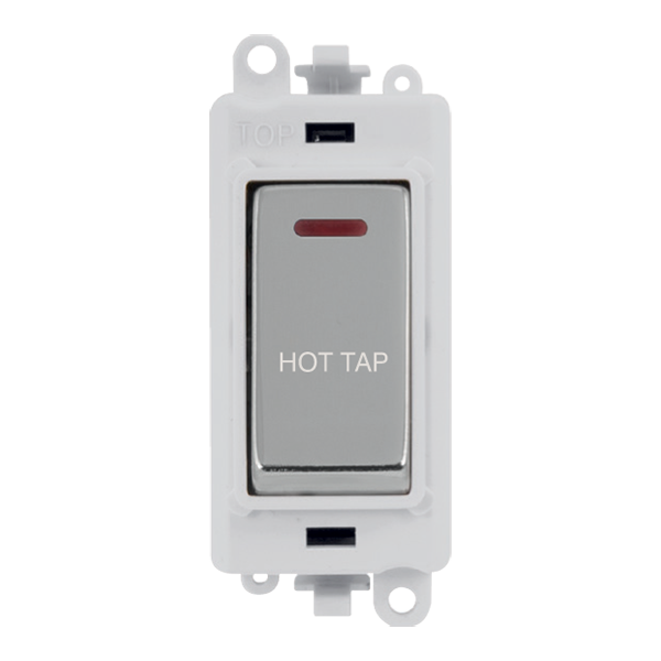 Click GridPro 20AX Double Pole Switch With LED Module - Polar White - Polished Chrome - Hot Tap – GM2218PWCH-HT