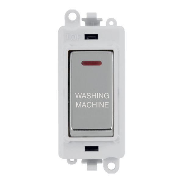 Click GridPro 20AX Double Pole Switch With LED Module - Polar White - Polished Chrome - Washing Machine – GM2218PWCH-WM