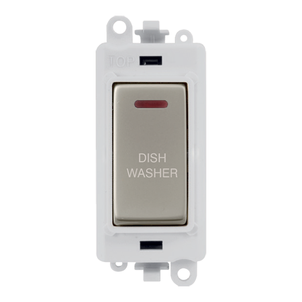 Click GridPro 20AX Double Pole Switch With LED Module - Polar White - Pearl Nickel - Dishwasher – GM2218PWPN-DW