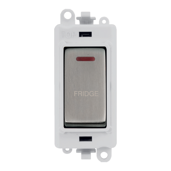 Click GridPro 20AX Double Pole Switch With LED Module - Polar White - Stainless Steel - Fridge – GM2218PWSS-FD