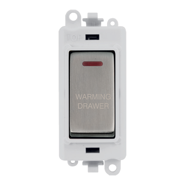 Click GridPro 20AX Double Pole Switch With LED Module - Polar White - Stainless Steel - Warming Drawer – GM2218PWSS-WDR
