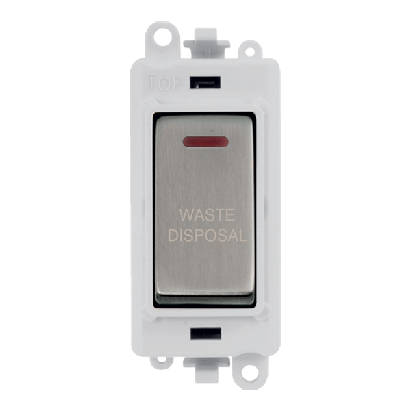 Click GridPro 20AX Double Pole Switch With LED Module - Polar White - Stainless Steel - Waste Disposal – GM2218PWSS-WD