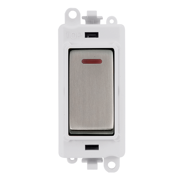 Click GridPro 20AX Double Pole Switch With LED Module - Polar White - Stainless Steel – GM2218PWSS