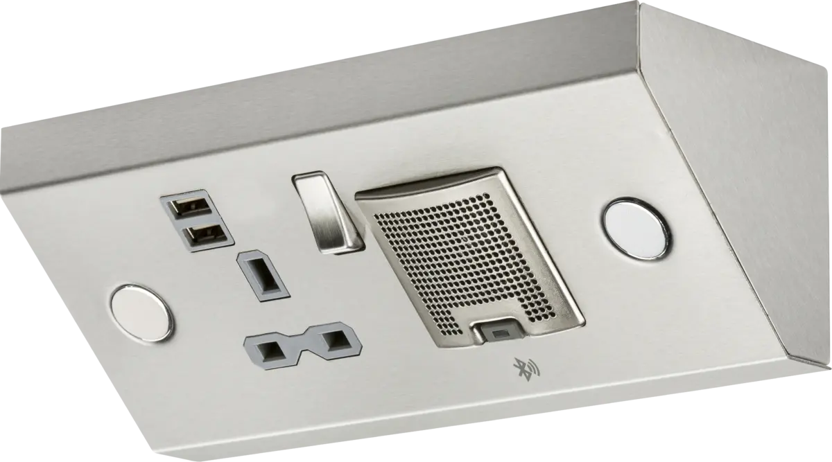Knightsbridge 13A 1G Mounting Switched Socket with Dual USB Charger (2.4A) and 3W RMS Bluetooth Speaker – SKR0014