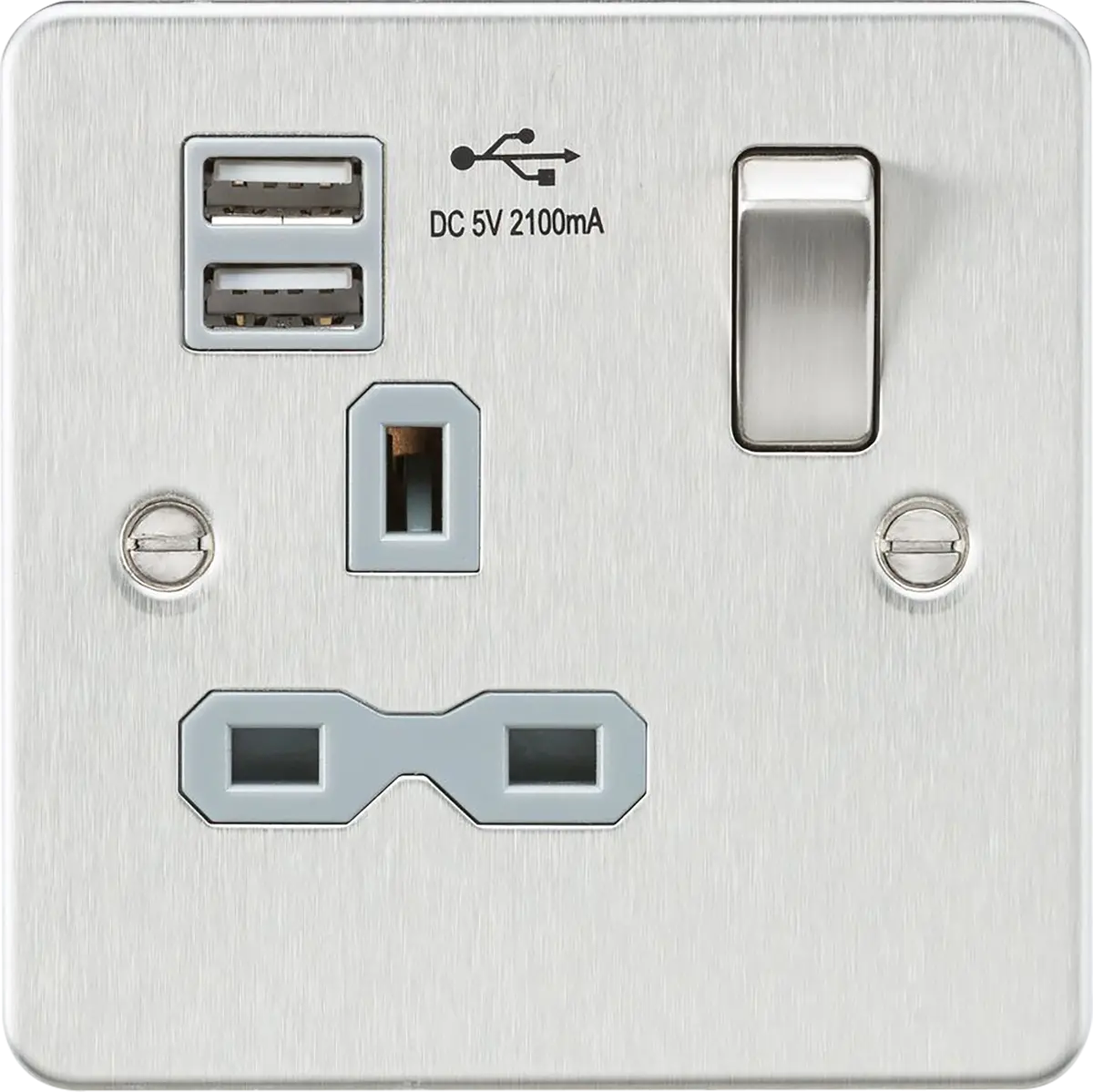 Knightsbridge 13A 1G SP Switched Socket with Dual USB A+A (5V DC 2.1A shared) - Brushed Brass with Black Insert – FPR9901BCG
