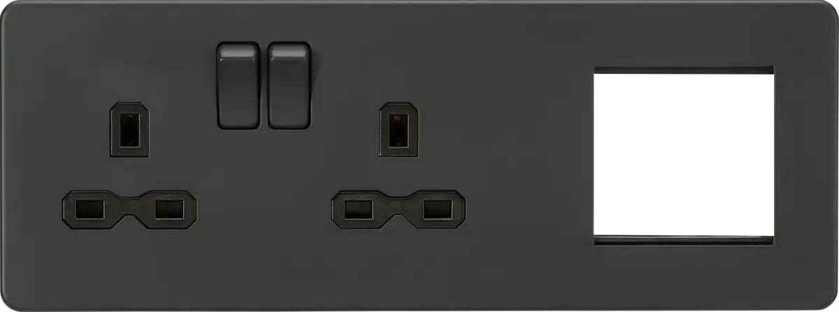 Knightsbridge 13A 2G DP Socket + 2G Modular Combination Plate - Anthracite with Black insert – SFR192LAT