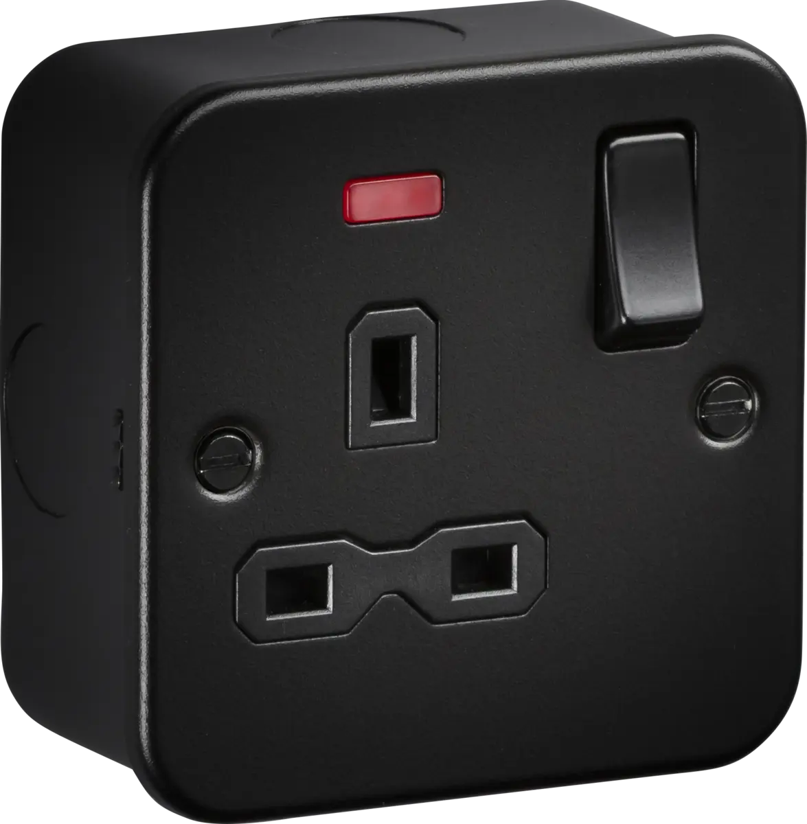 Knightsbridge Metal Clad Black 13A 1G DP Switched Socket with neons – MR7000NTB Knightsbridge