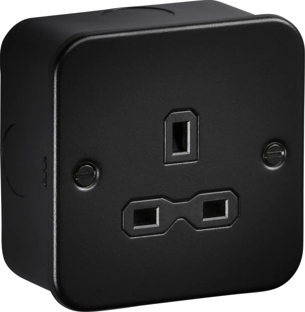 Knightsbridge Metal Clad Black 13A 1G Unswitched Socket – MR7000UTB Knightsbridge