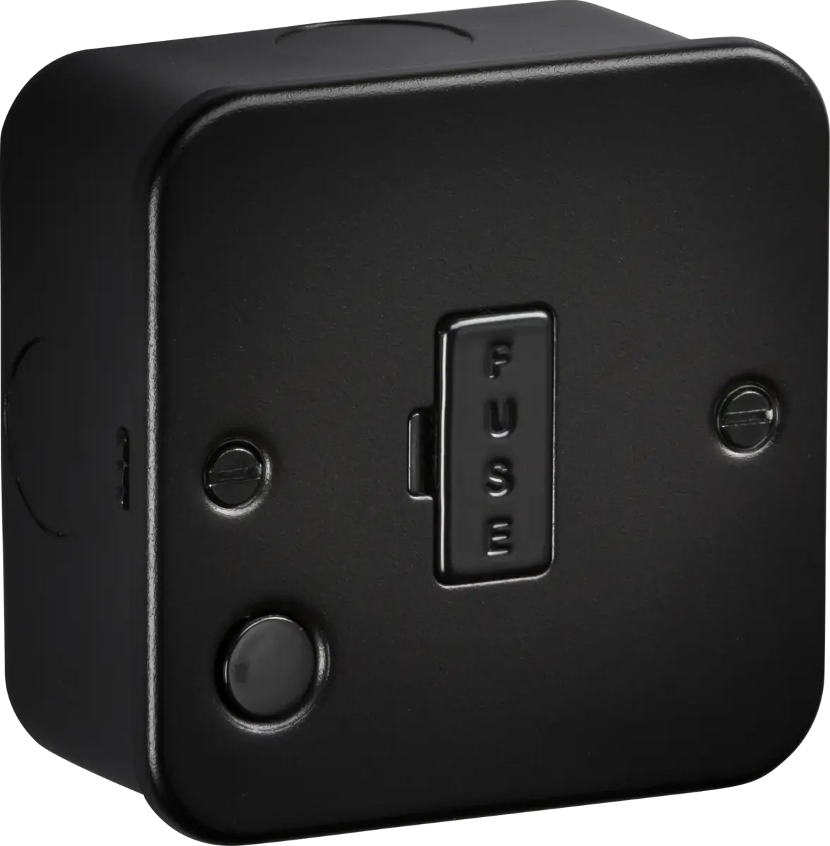 Knightsbridge Metal Clad Black 13A Unswitched Fused Spur with Flex Outlet – M6000FTB Knightsbridge