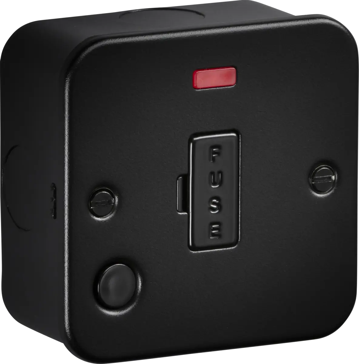 Knightsbridge Metal Clad Black 13A Unswitched Fused Spur with Neon and Flex Outlet – M6000NFTB Knightsbridge