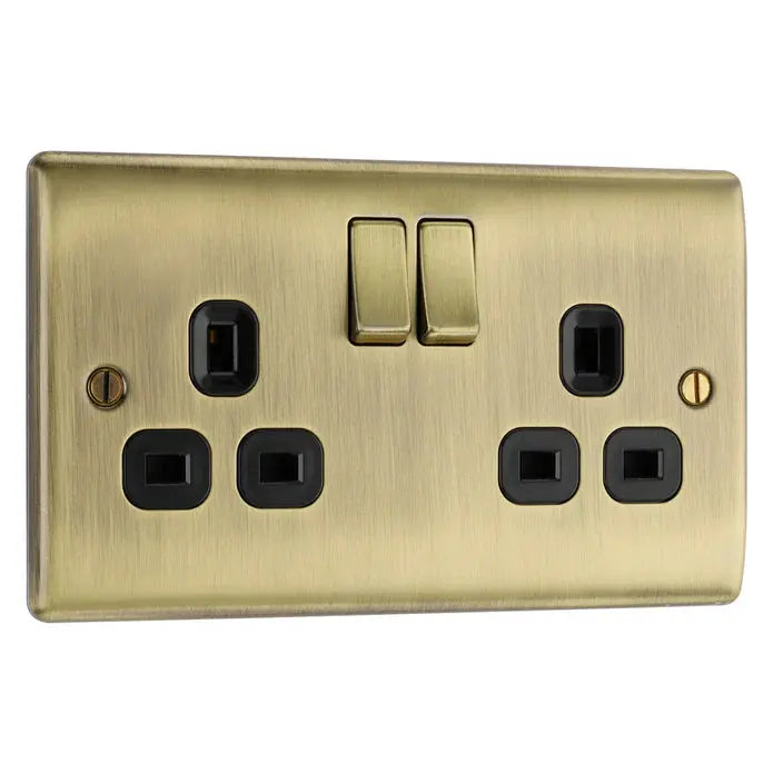 BG Nexus Antique Brass Switches and Sockets Black Inserts Full Range BG Nexus