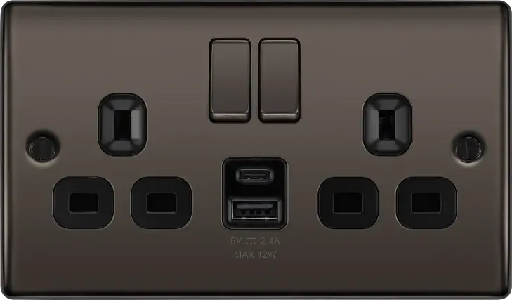 BG Nexus Black Nickel Switches and Sockets Black Inserts Full Range ACAS Electrical