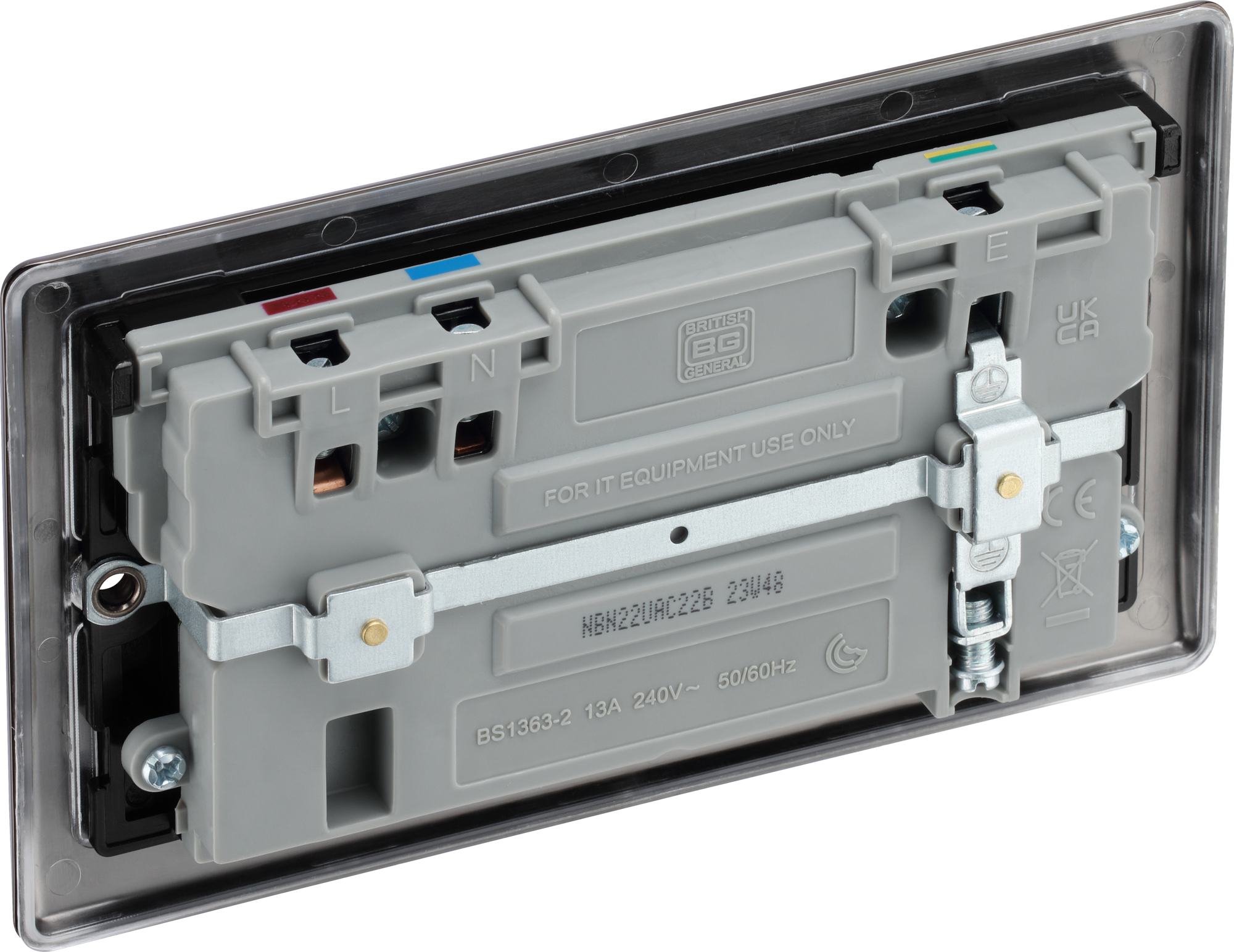 BG Nexus Metal USB USBC 22W Double Socket in Black Nickel NBN22UAC22B