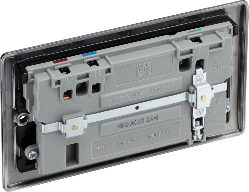 BG Nexus Metal USB USBC 22W Double Socket in Black Nickel NBN22UAC22B